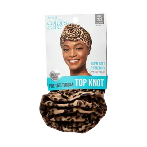 KISS Colors & Care Pre-Tied Turban Top Knot - LEOPARD KISS Colors & Care Pre-Tied Turban Top Knot - LEOPARD