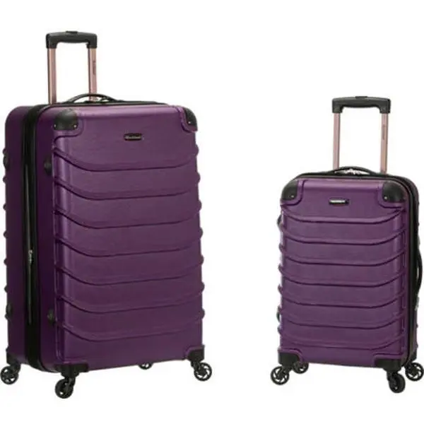 Rockland 2-Piece Speciale Expandable ABS Spinner Suitcase Set, Purple - 20 lbs Lightweight, 28" H x 12" W x 17" L, 8-Rolling Spinners, 20" X 28"