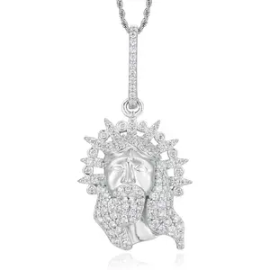 UCCIYO Sun Halo Jesus Pendant 18k Gold Plated Lab-Created Moissanite S925 Pure Silver Moissanite Pendant Necklace Men's and Women's Hip Hop Jewelry Gift [# P1106]