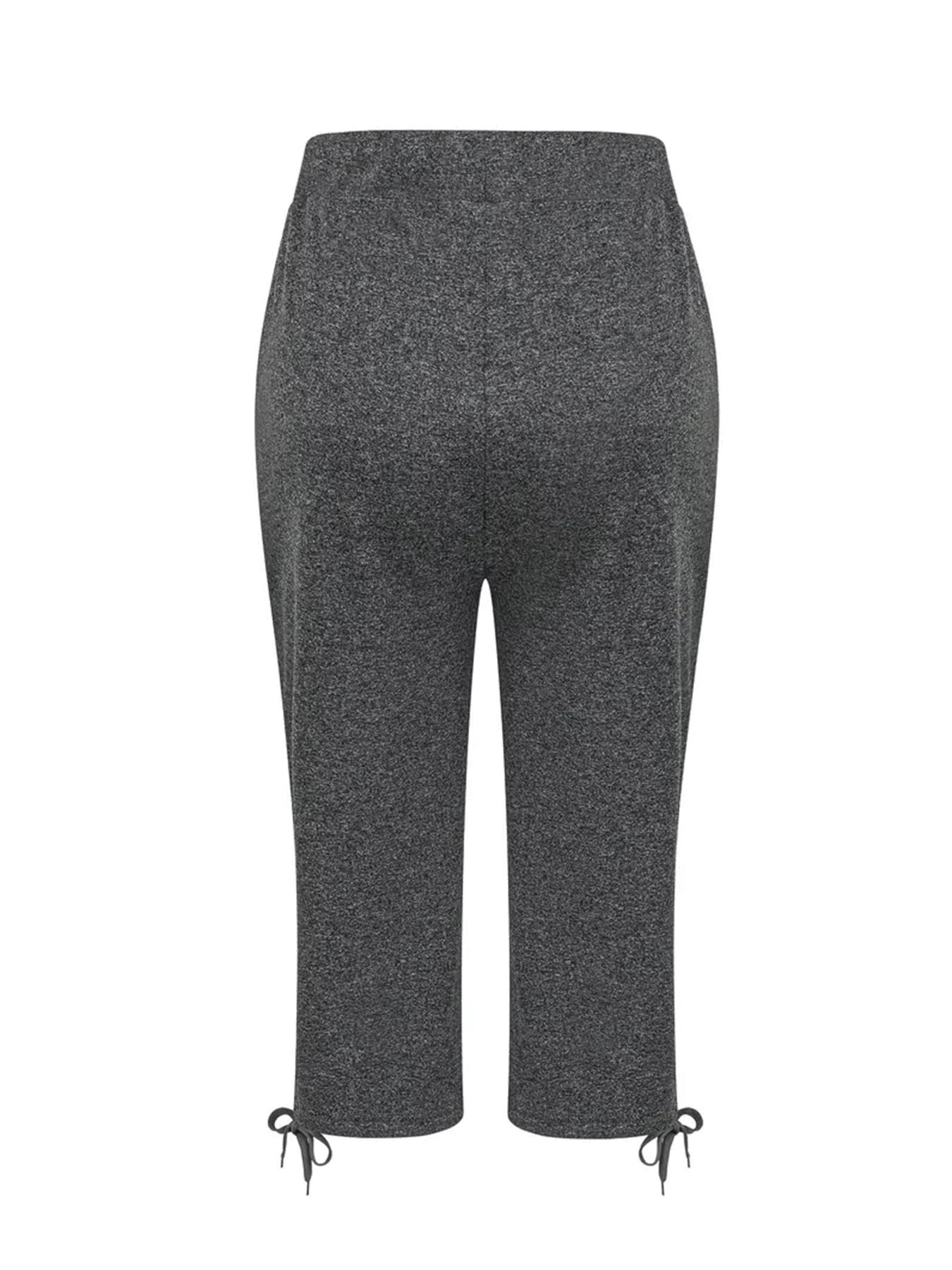 5pcs Women's Lightweight Capri Pants with Drawstring Waist - Loose Fit Casual Trousers, Mid-Stretch Machine-Washable Fabric, Solid Colors for Spring & Summer Casual Attire, Capri Leggings, Comfortable, Nontransparent Material