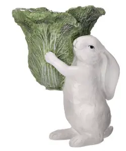 6.5" Resin Bunny Carrying Cabbage
