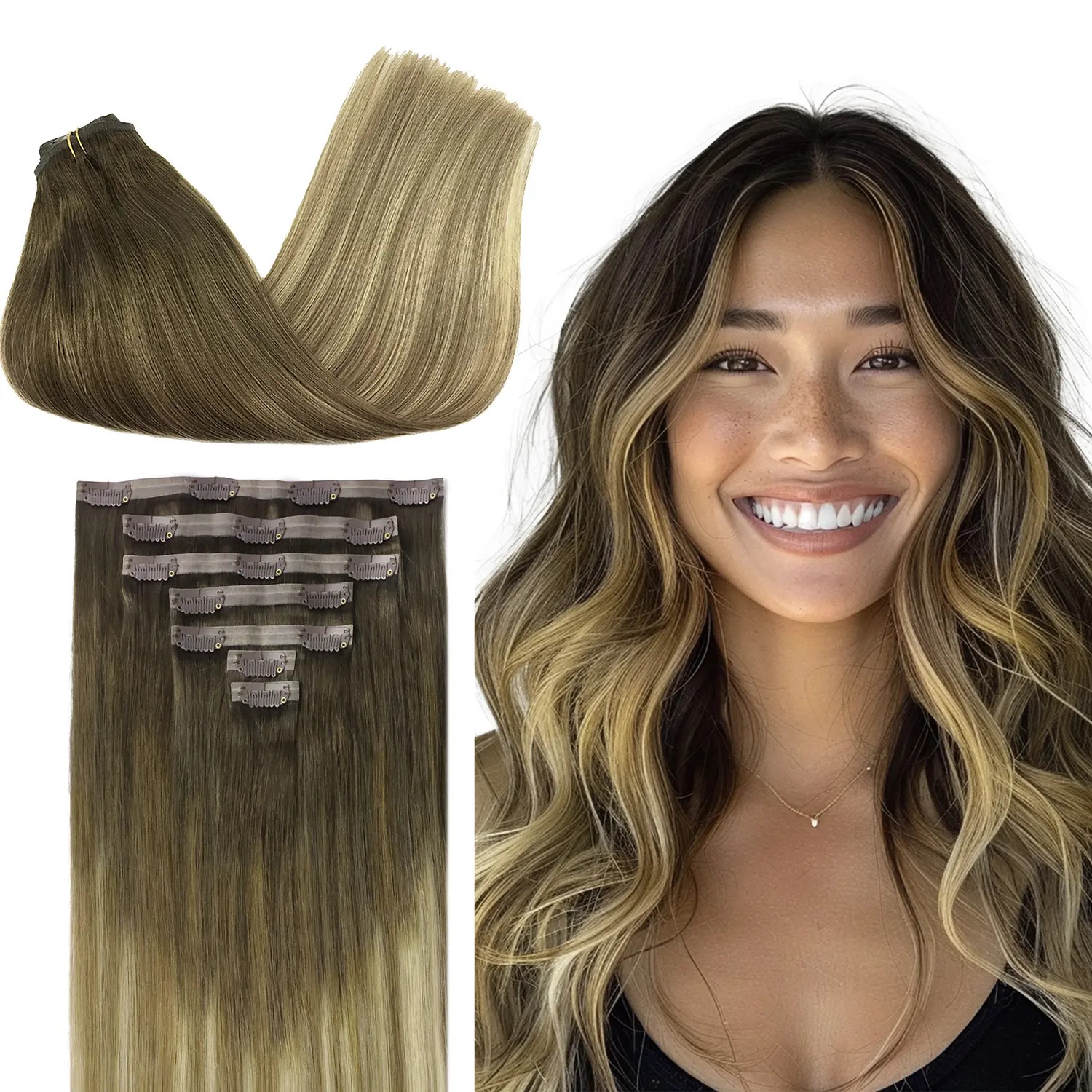 #3/8/613 Balayage Walnut Brown to Ash Brown