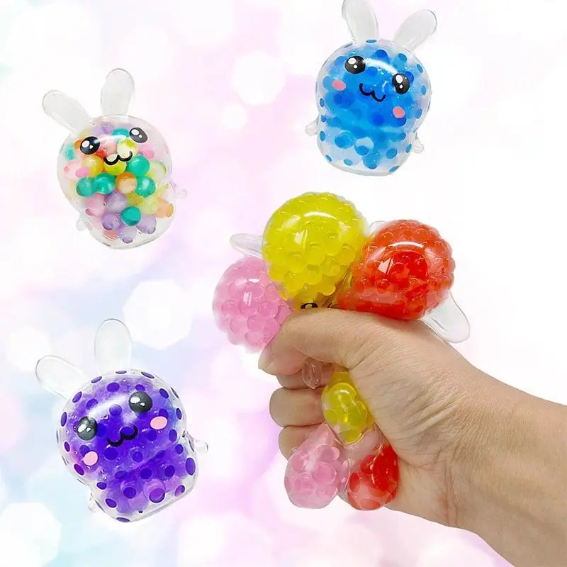 Small Unisex Squishy Bunny Stress Relief Toy - Soft Sensory Anxiety Relief Fidget Item, Easter Basket Stuffer, Random Colors Kids' Gift