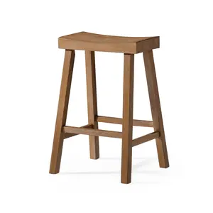 Maven Lane Vincent Wooden Rustic Aesthetic Kitchen Counter Stool, Antiqued Natural Finish