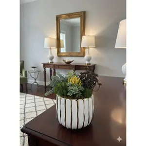 KIVAAR SHOP Gold Succulent Planter White Taper Design for Home Decor Pots Elevate Your Space with Elegance and Greenery