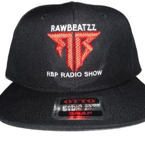 Rawbeatzz RBP Radio Show Snapback Baseball Hat with Graphic Design and Red Accents - Black, Red, White Options