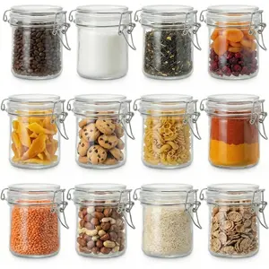 Glass Jars with Lids 8 oz, Airtight Clamp Lid Glass Storage Jars, Thick Glass Containers for Pantry Organization, Jam, Yogurt, Overnight Oats, Food Storage