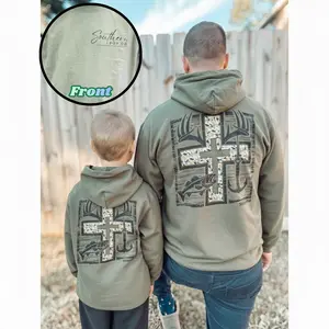 Adult & Youth Cross Camo Hunting And Fishing Men’s Hoodie, Southern Boy Co Sweatshirt, Papa, Local Boy, Country Boy, Gift For Dad, Family Matching Outfits, Dad And Son