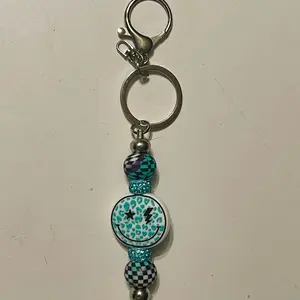 Handmade Funky Leopard Smiley Beaded Keychain - Unique Accessory