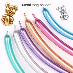 Balloons Long Shape Thick Chrome Metallic Colors Air Balls Globos Birthday Party Decorations Hand Purple balloon  stack Glossy