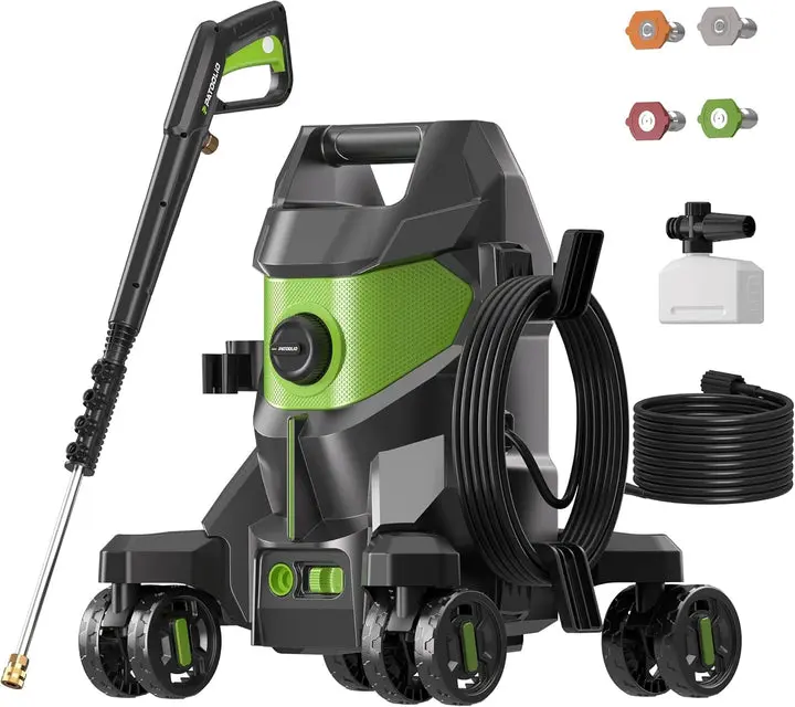 3000W Portable Pressure Washer, 3000 PSI 3 GPM Electric Pressure Washer with 4 Nozzles & Foam Cannon, for Driveways, Cars, Outdoor Cleaning - Father's Day Gift