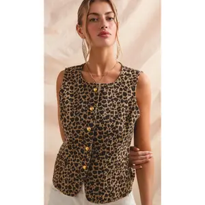 Leopard Denim Vest
