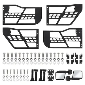 Garvee  Off-Road Tubular Half Doors for Wrangler JL 2018-2025, Set of 4 Front & Rear Trail Tube Doors with Side View Mirrors