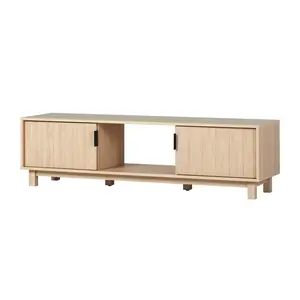 Walker Edison ARUM2FCO 16 x 15.75 x 58 in. 2 Door TV Stand with Reeded Front, Coastal Oak