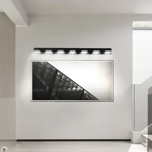 Modern Black LED Vanity Light, 7-Lights Wall Sconce for Bathroom and Mior, Sleek Minimalist Design, Energy-Efficient, Easy to Install