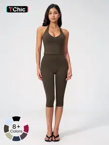 Women's Casual Tank Top & Capri Pants Set, Slim Fit Yoga Sports Clothing, Comfortable and Stylish, Perfect for Daily Wear and Exercise