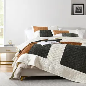 FANSACE 2 Pillow Shams + 1 Quilt, Cross Stitch Design, Lightweight Microfiber Satin-Touch, Breathable Duvet Set, Modern Bedding, Soft Bedding, All-Season Stylish Coverlet, Modern Bedding Set, Soft Bedding Sets