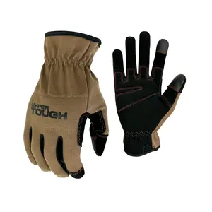 (3 pack) Hyper Tough Cotton Duck Canvas Utility, Unisex Work Gloves, Brown, Medium, HT88981-23