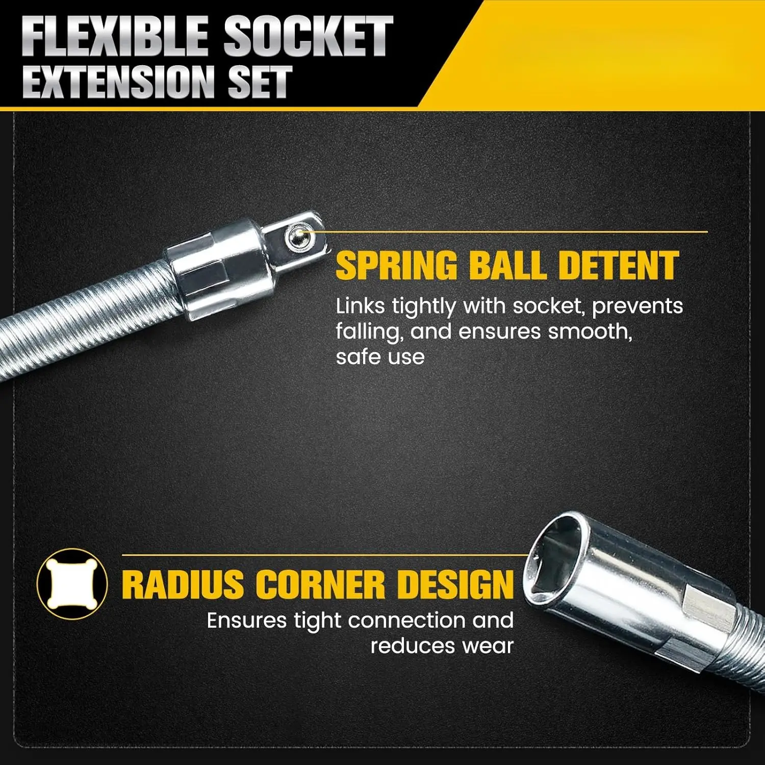 1/2 Inch 35cm Socket Ratchet Wrench Set - 3 Bendable Shafts, Wrench Extender Tool, Connecting Rod - Automotive Car Repair Tools for Home & Car Maintenance