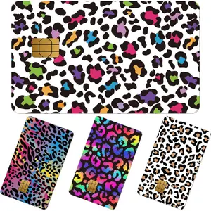 Credit Card Skin Stickers- 4pcs Leopard Print Debit Card Skin Stickers, Colorful Removable Decal Set for Keys, Shipping