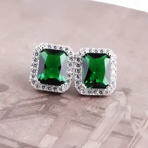 S925 Silver Rectangular Zirconia Earrings | Geometric Statement Earrings
