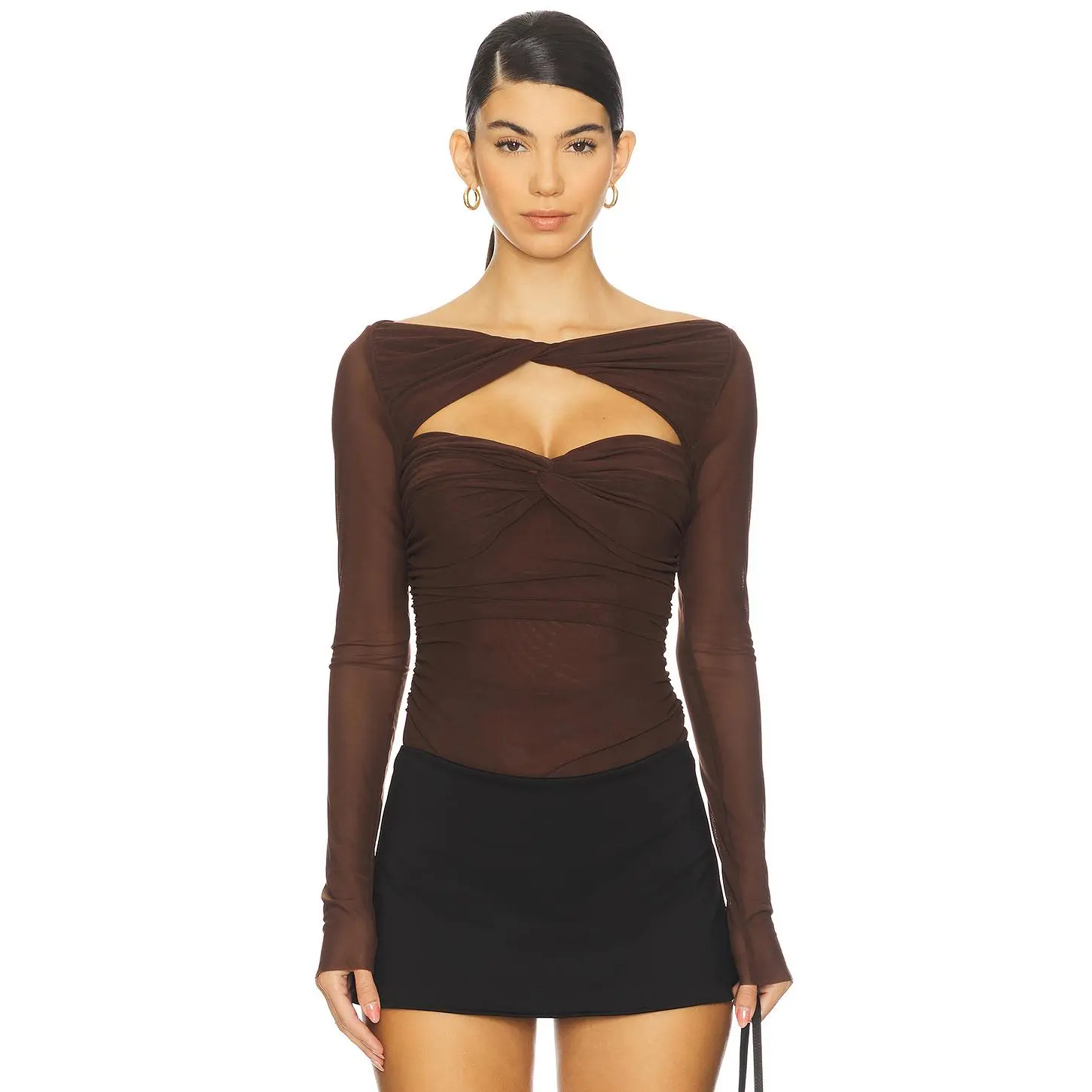 MAJORELLE Eleanora Bodysuit in Chocolate Brown
