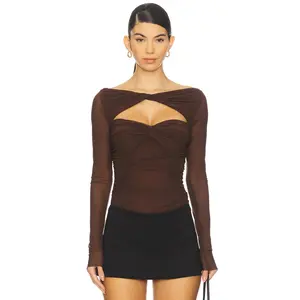MAJORELLE Eleanora Bodysuit in Chocolate Brown