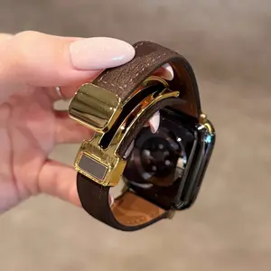 WatchUnit Luxury Magnetic Leather Strap, Compatible with Apple Watch Series 11-1, SE, Ultra (38mm-49mm), Adjustable Women's Bracelet Strap