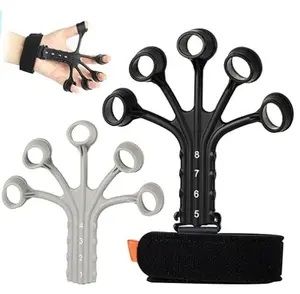 Grip Strength Trainer-Finger Strengthener-Exerciser-2PCS Hand Grip Strengthener,8 Resistant Level Adjustable Training Finger Flexion Extension Training (Black&Grey)