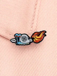 Spongebob Gary Turbo Snail Pin Cartoon Anime Snail Creative Snail Turbine Engine and PSSHH Design Funny Brooch for Backpack Jacket Decoration Jewelry Gift for Fans Kids Adults Humorous Accessories Jewellery