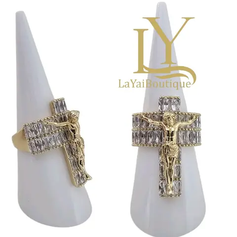 LaYaiBoutique #1441 Jesus Christ ring, 14k gold plated, high quality