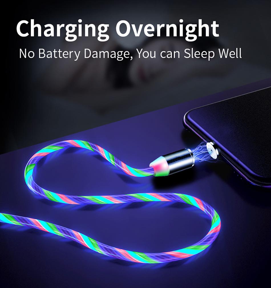 Circular Magnetic Streaming Data Cable for iPhone Android Type-C Fast Charging 1 Meter Blue Green