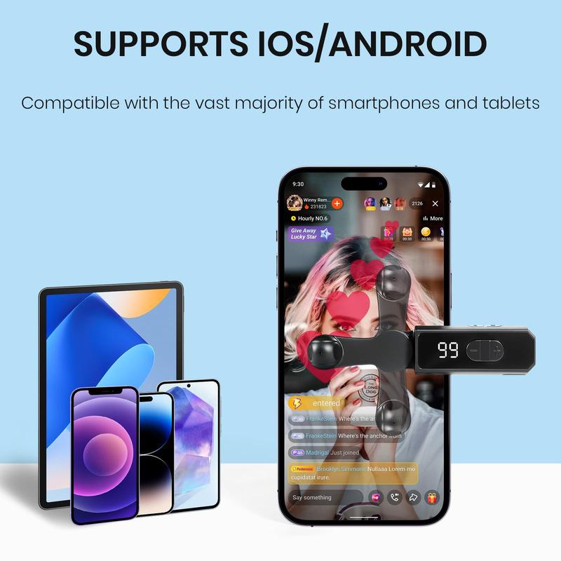 Auto Clicker Smart Tapper for iPhone iPad Android TikTok - Auto Touch Device with 107 Adjustable Speed, Rechargeable，Instant Clicker for Live Stream Likes, Social Media Tasks（Black）