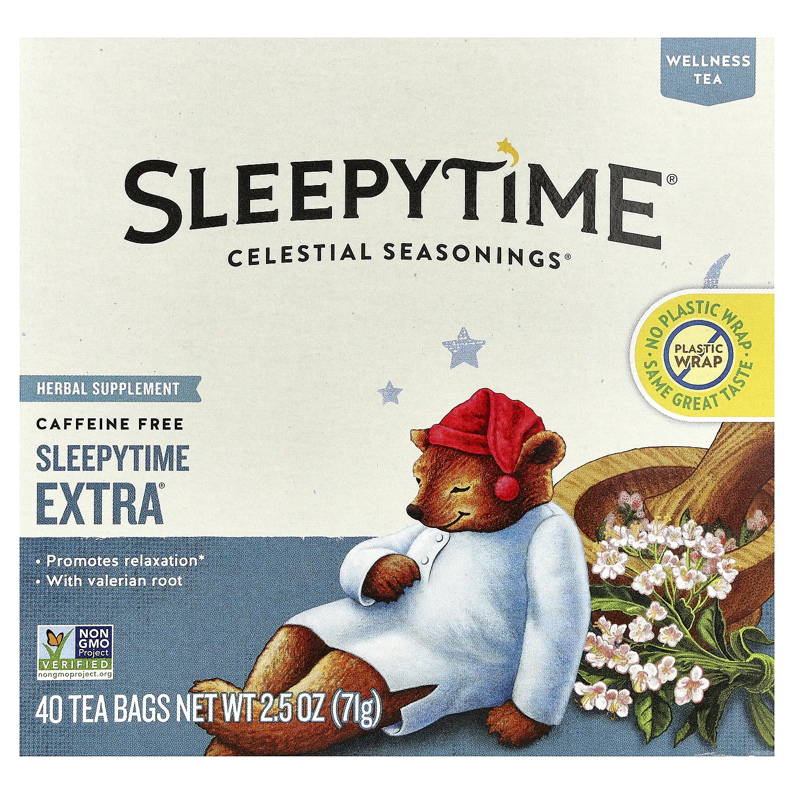 Celestial Seasonings Wellness Tea, Sleepytime Extra®, Caffeine Free, 40 Tea Bags, 2.5 oz (71 g)