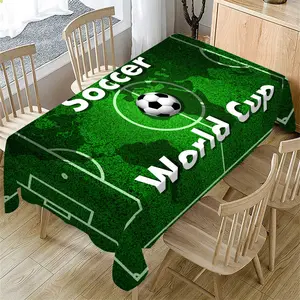 Rectangular Tablecloth with Football Field Pattern, Ideal for Indoor and Outdoor Use, Perfect for Cafes, Kitchens, Weddings, Parties, Restaurants, Picnics