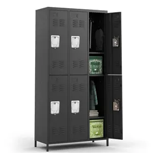 6 Doors Locker Storage Cabinet, Metal Locker for Employees, 72" Tall Lockers for Office School Gym Home, Require Assembly (Black)