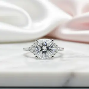18K White Gold 3ct Cushion Cut Diamond Option Arrow Engagement
