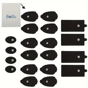 Belifu Reusable Electrode Massage Pads, Self-Adhesive, Latex-Free with Standard 3.5mm CableSnap Connection for Massagers