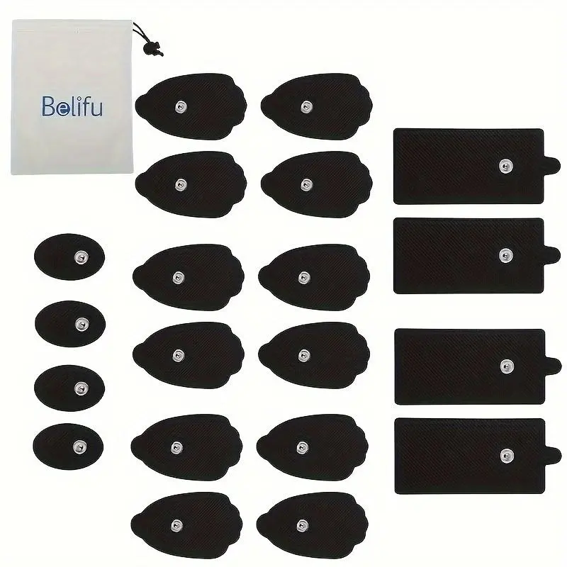 Belifu Reusable Massage Pads, Self-Adhesive, Latex-Free, with Standard 3.5mm CableSnap Connection for Massage Devices, Massage Pad
