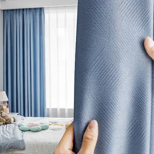 Modern Aesthetic Chenille Custom Made Home Decoration Curtain, Suitable for Living Room Bedroom, Diamond Jacquard Pattern, Multiple Colors Available