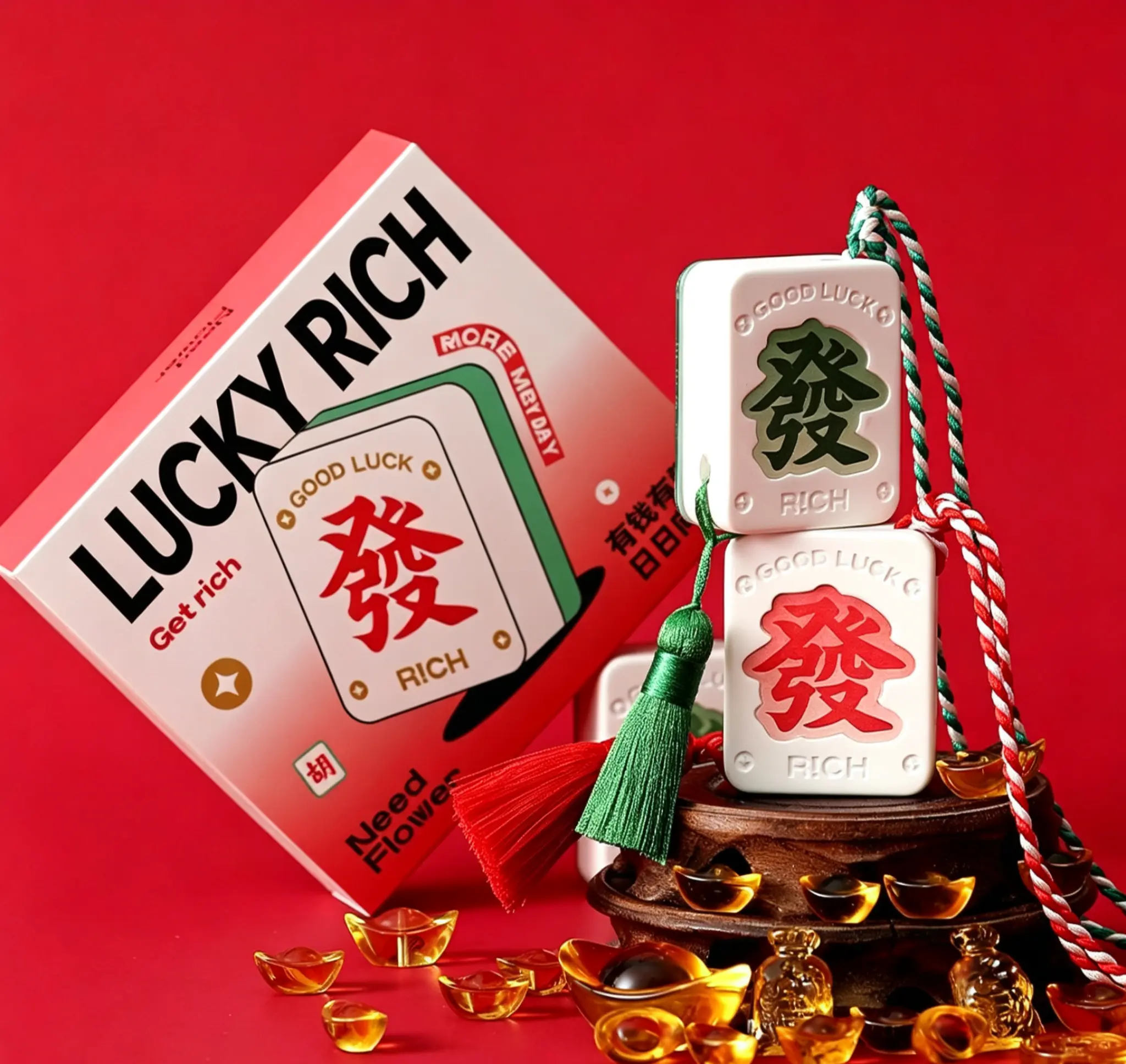 Lucky Fortune Mahjong‑Style Gypsum Hanging Diffuser, Car Air Freshener Scented Tablet for Bedroom Closet, Creative Gift for Birthday & Holiday Present