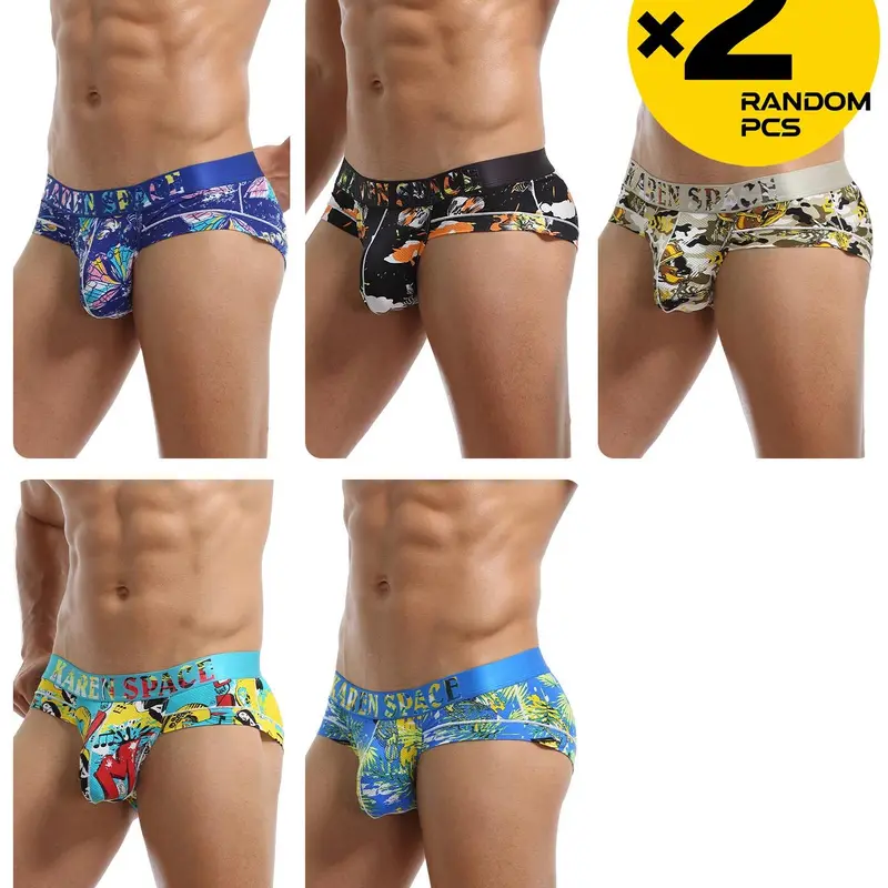 【Black Friday】2/3/4 Pcs Random Color Men's Low-Rise Briefs, Vibrant Tropical Print, Comfortable Breathable Mesh Fabric, Casual Style Slim-Fit Underwear for Home & Daily Wear