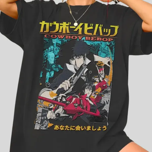 Cowboy Bebop Anime T-Shirt, Space Bounty Hunter Graphic Tee, 90s Manga Fan Shirt