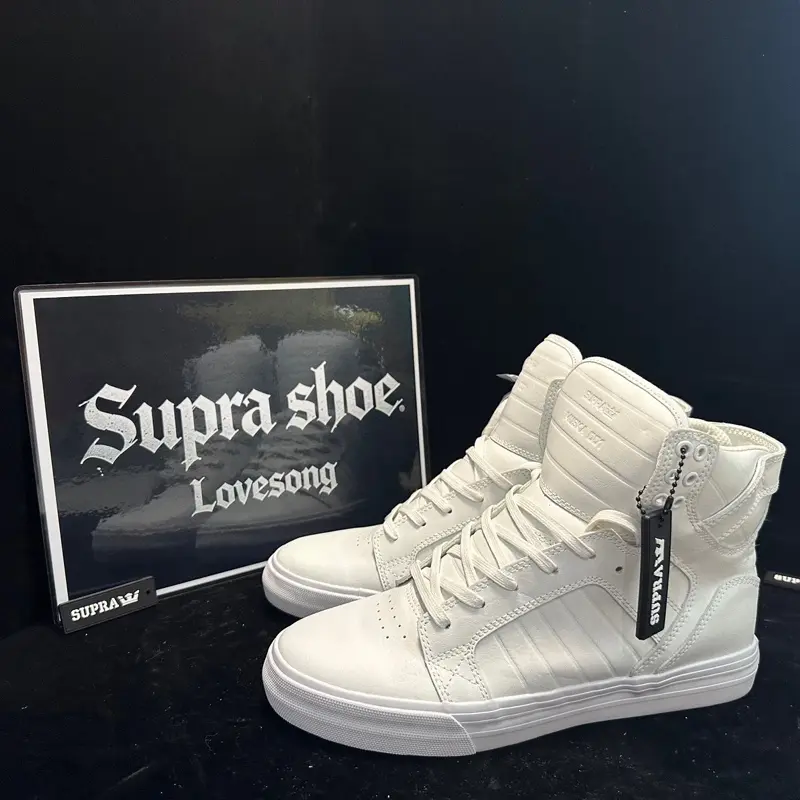 Supra Skytop HF Red White Ruched Leather High Top Sneakers Unisex