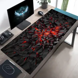 1 pc Large Red Black Tech-inspired Pattern Mouse Pad HD Durable Locked Edges Non-slip Rubber Washable Pads for PC Office Computer Gamer Extra Long Computer Accessory for Gamer Stylish Study and Workstation Decoration Mats Playmat XXL Keyboard Desktop Mat