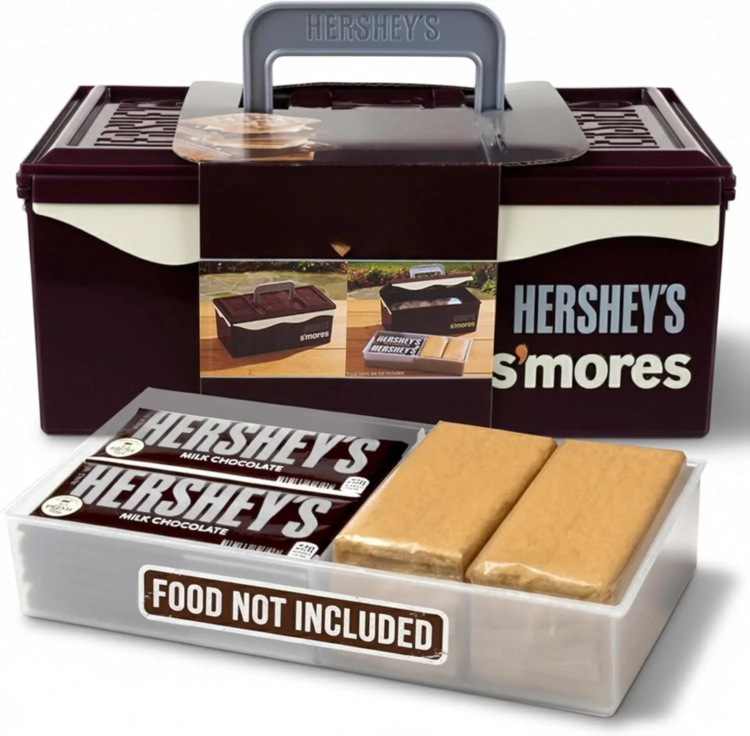 Mr. Bar-B-Q Hershey's Smores Caddy Tray Organizer - Smores Station Box to Store All Essentials On The Go for Picnics, Camping w/Removable Tray & Carrying Handle - No Food Items Included - 00262HSY