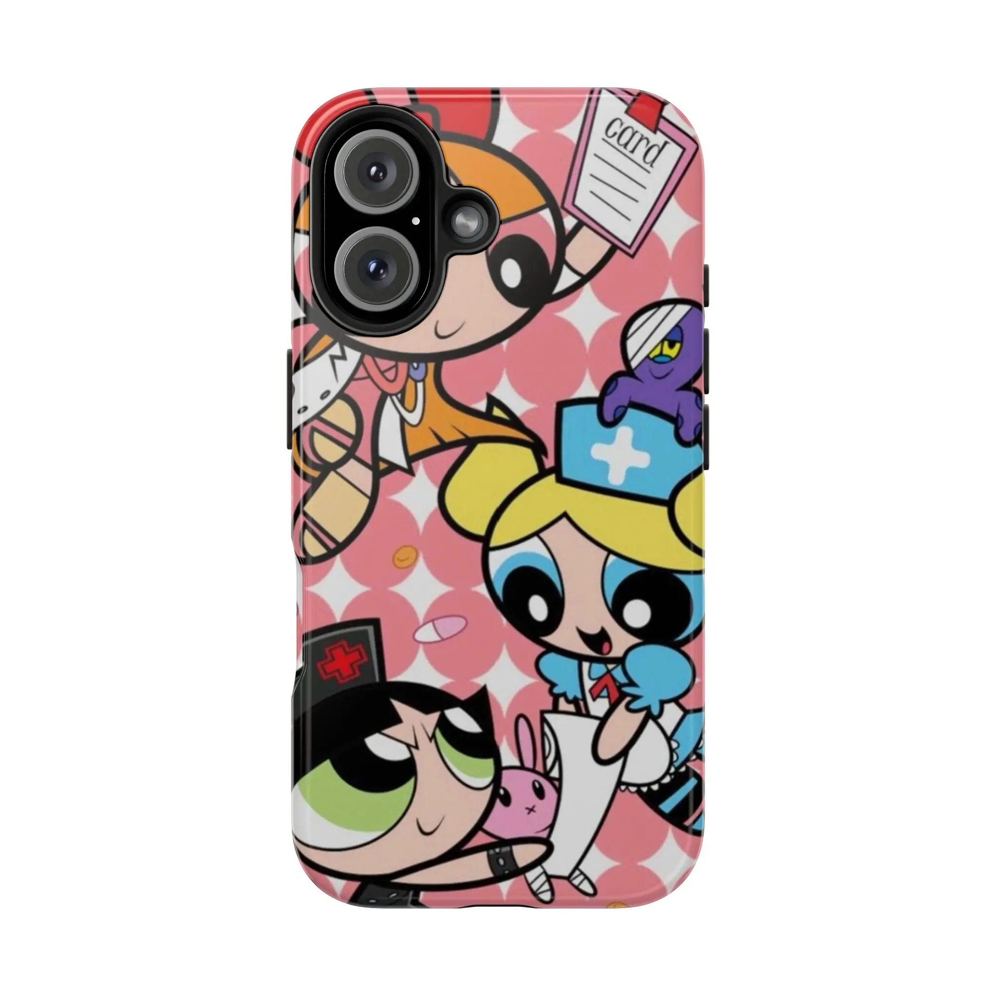 Cute Cartoon Girl Inspired Phone Case, Kawaii Pink Character Collage Protective Cover for iPhone & Samsung for iPhone 17-7 Pro Max Plus & Samsung Galaxy S26-S21 Ultra Plus