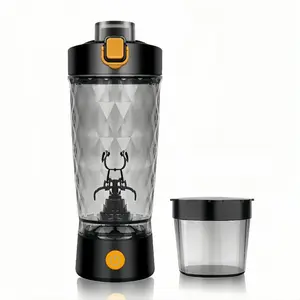 Electric Stirring Cup with Powder Box Protein Shake Bottle Portable Sports Mug Lightweight Large Capacity Cup (Black)
