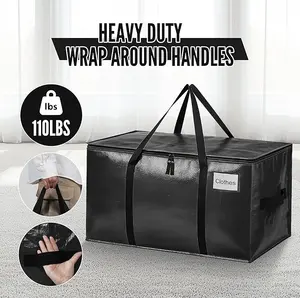 Heavy Duty Extra Large Moving Bags176 Gallon Jumbo Packing BagsHuge Moving Storage Bags with Strong Zippers & Carrying HandlesReusable Big Moving Storage Totes for College Dorm Travel 1Pack