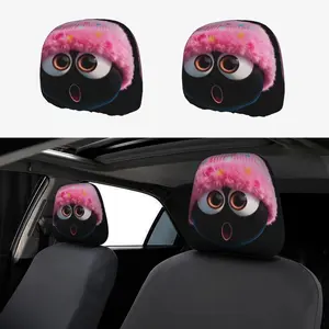 Cute Cartoon Hat Car Headrest Covers, Cute Car Decor, Dual-Sided Print Design, Universal Polyester Material, Seat Accessories for Most Cars and Trucks (2 Pack)